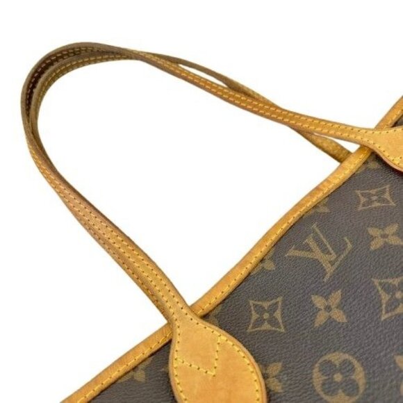 Authentic Louis Vuitton Neverfull PM Monogram Tote Shoulder Bag Brown Tan LV - Picture 14 of 15